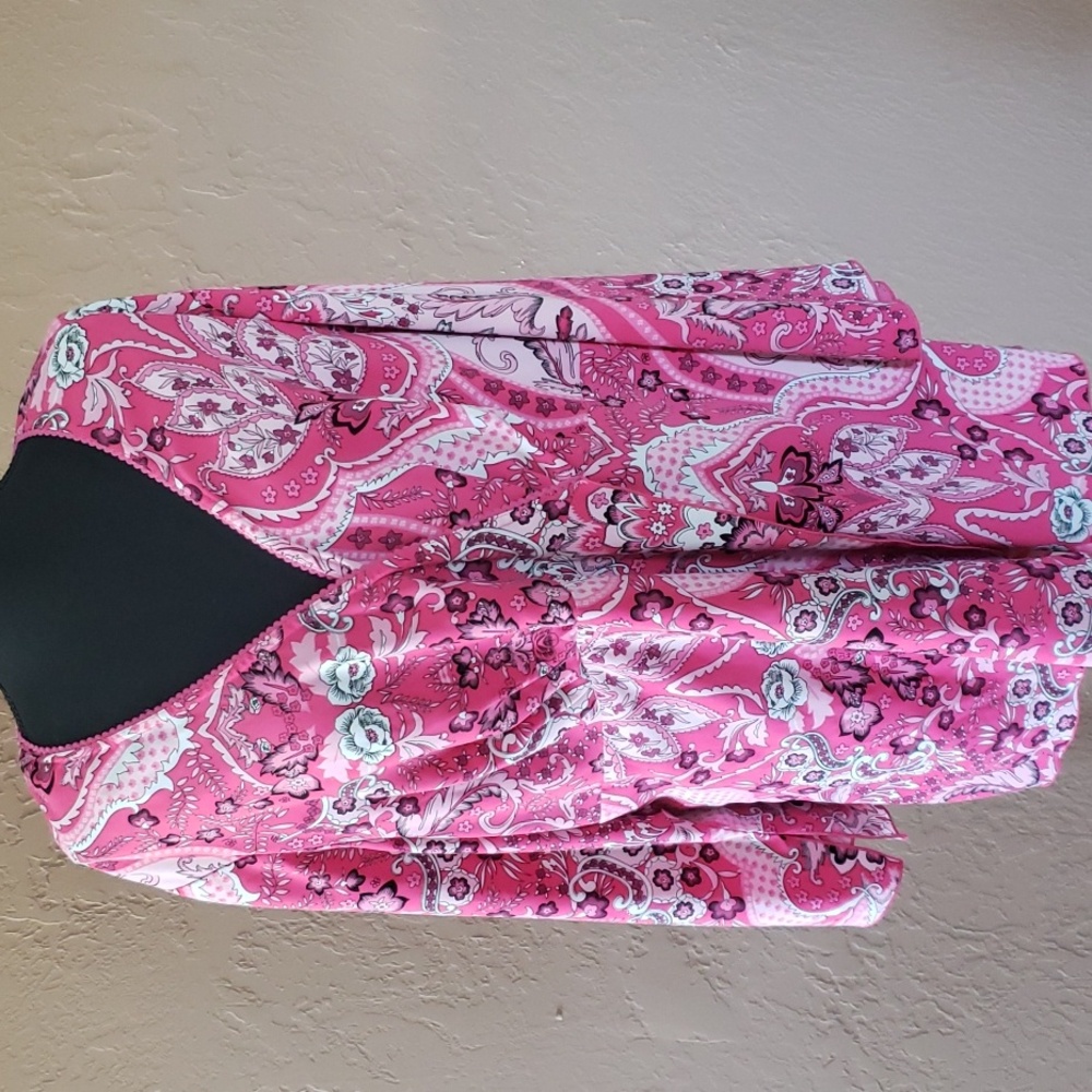 Blue Diamond Plus Pink Faux Wraparound Blouse Size 24
